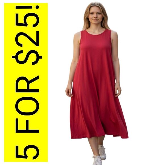 Soft Burgundy Sleeveless Moo Moo Dress on Sale 5 for $25 - Picture 1 of 6